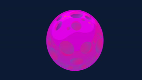 animation of pink and purple globe with holes on blue background