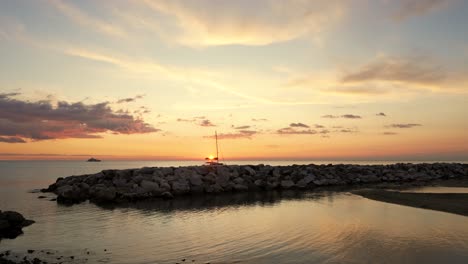 Sunset over rocks and sea in Cinque Terre, tranquil and scenic view