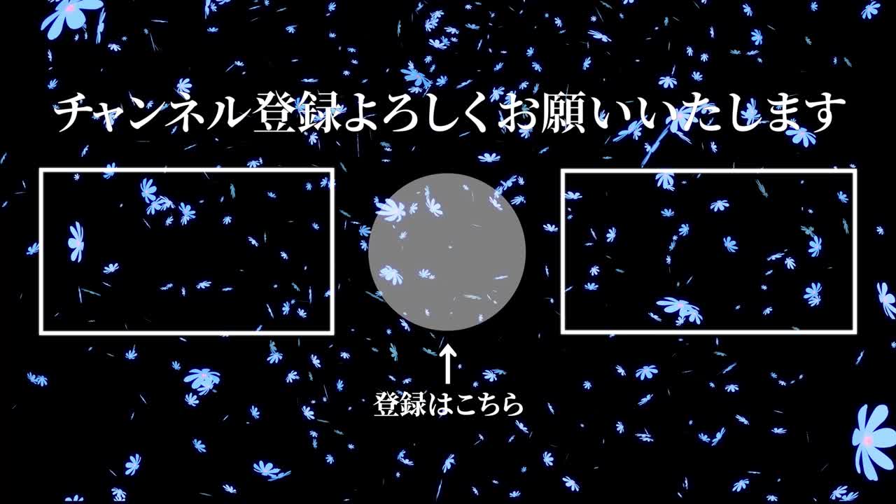 코스모스 꽃 입자 일본어 엔드 카드 모션 그래픽