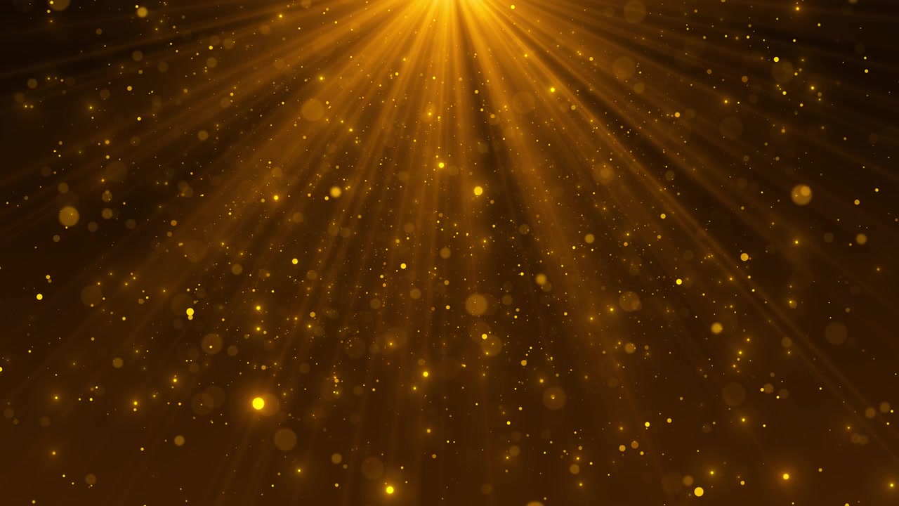 Golden spotlight particles background warm overhead rays floating bokeh and soft elegant glow award