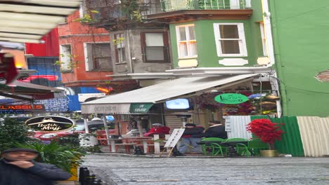 rainy day scene in a turkish city street