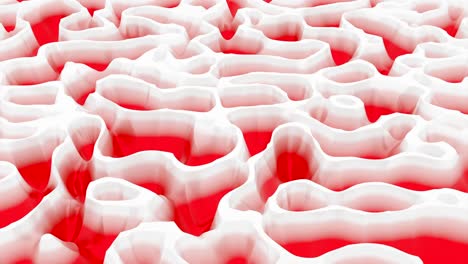 abstract red and white 3d maze pattern