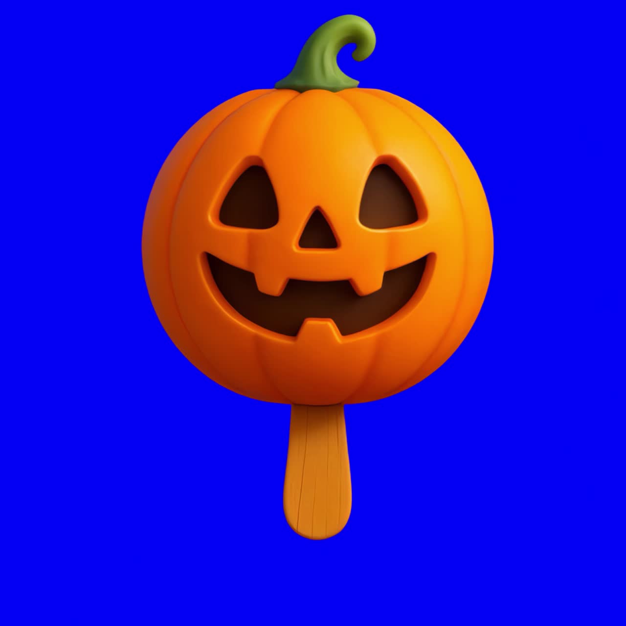 Halloween pumpkin popsicle design animation, transparent 4K video, green screen