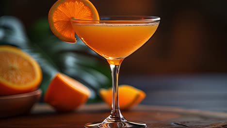 orange cocktail with citrus garnish