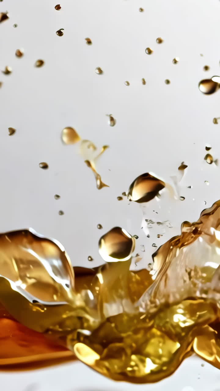 A splash of liquid with a splash of foam. The liquid is brown and the foam is white