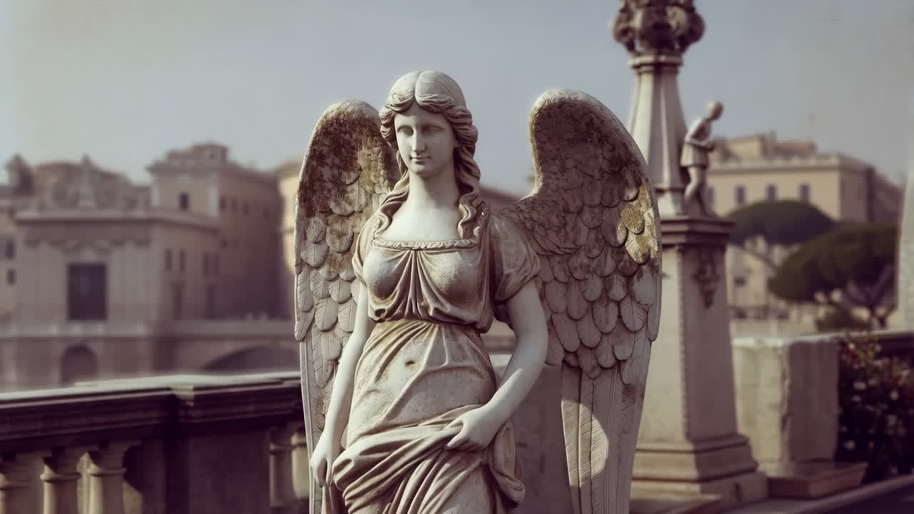 Angel Statue in a City