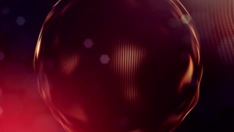 4k render of glow particles as abstract seamless dynamic background with depth of field and bokeh. science fiction or microcosm, space or digital abstract space. 3d loop animation. red gold spheres 2