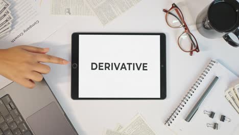 derivative displaying on a tablet screen