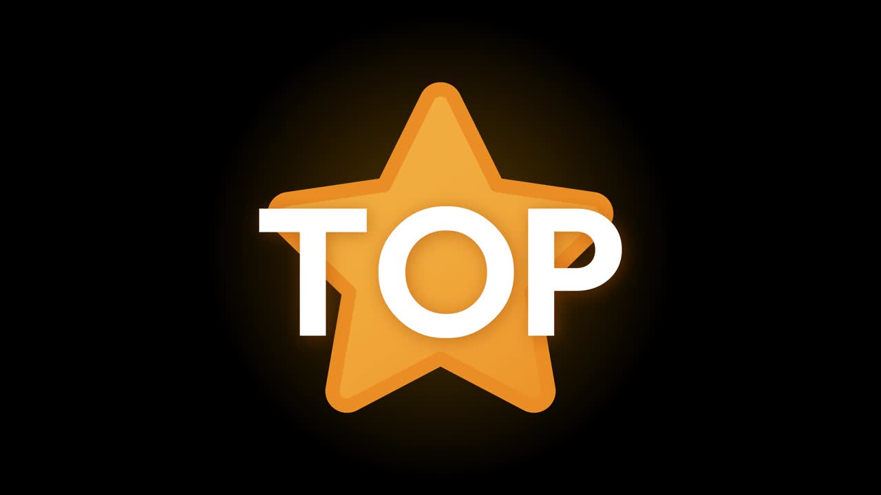 top-gold-label auf schwarzem hintergrund. bewegungsgrafiken.