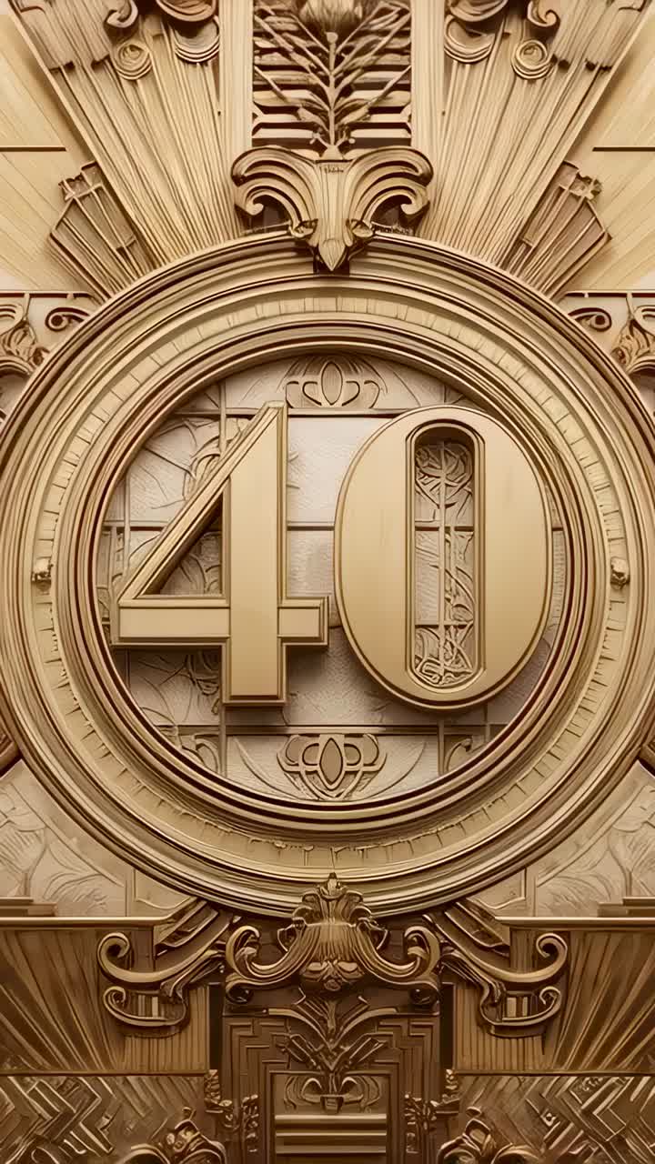 Vertical video: Zooming camera moving in to show ornate medallion at panel, revealing 40 filigree