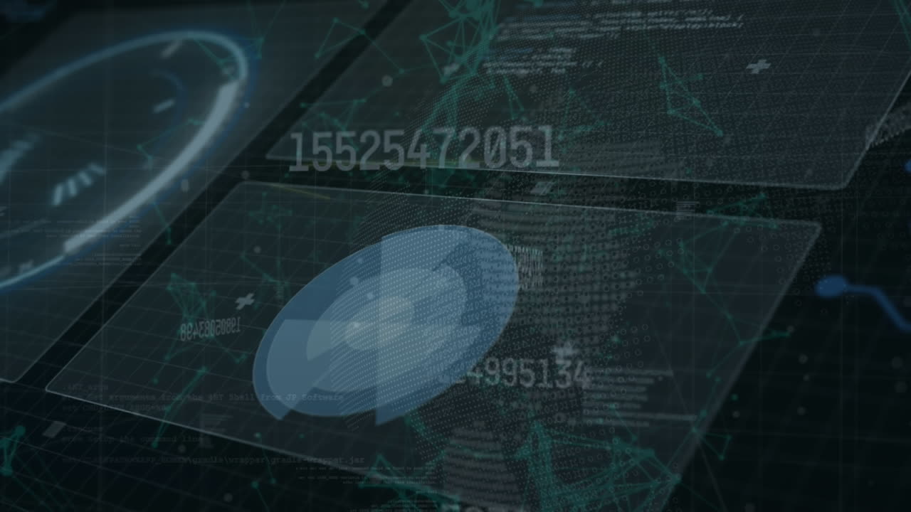 animación del escaneo de alcance sobre el procesamiento de datos y el globo