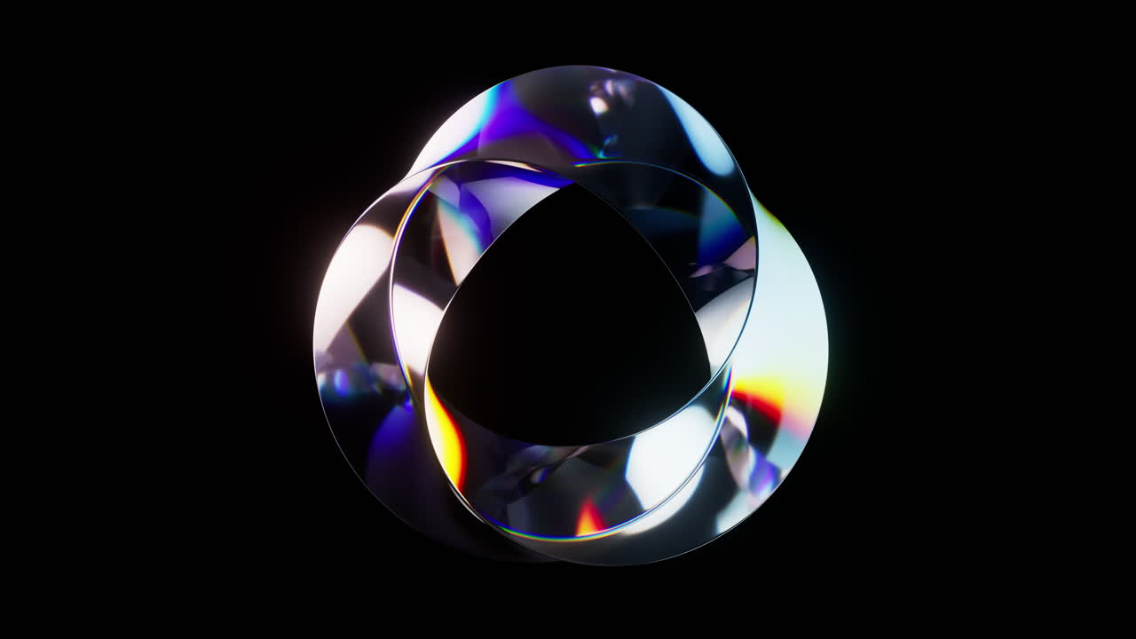 rotación en bucle de vidrio curvo de colores con dispersión, renderización en 3d.