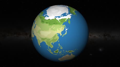 animation showing earth's rotation focusing on pyongyang