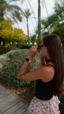 woman walking in a park