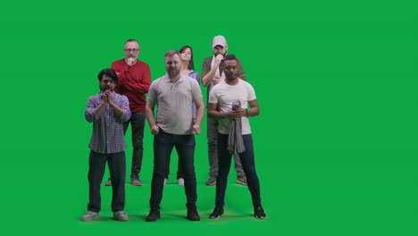 diverse group of people in front of green screen
