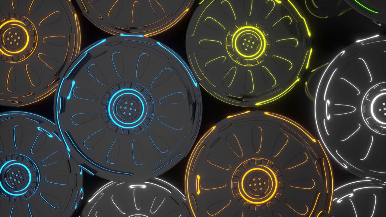 fondo tecnológico bucle líneas brillantes de colores