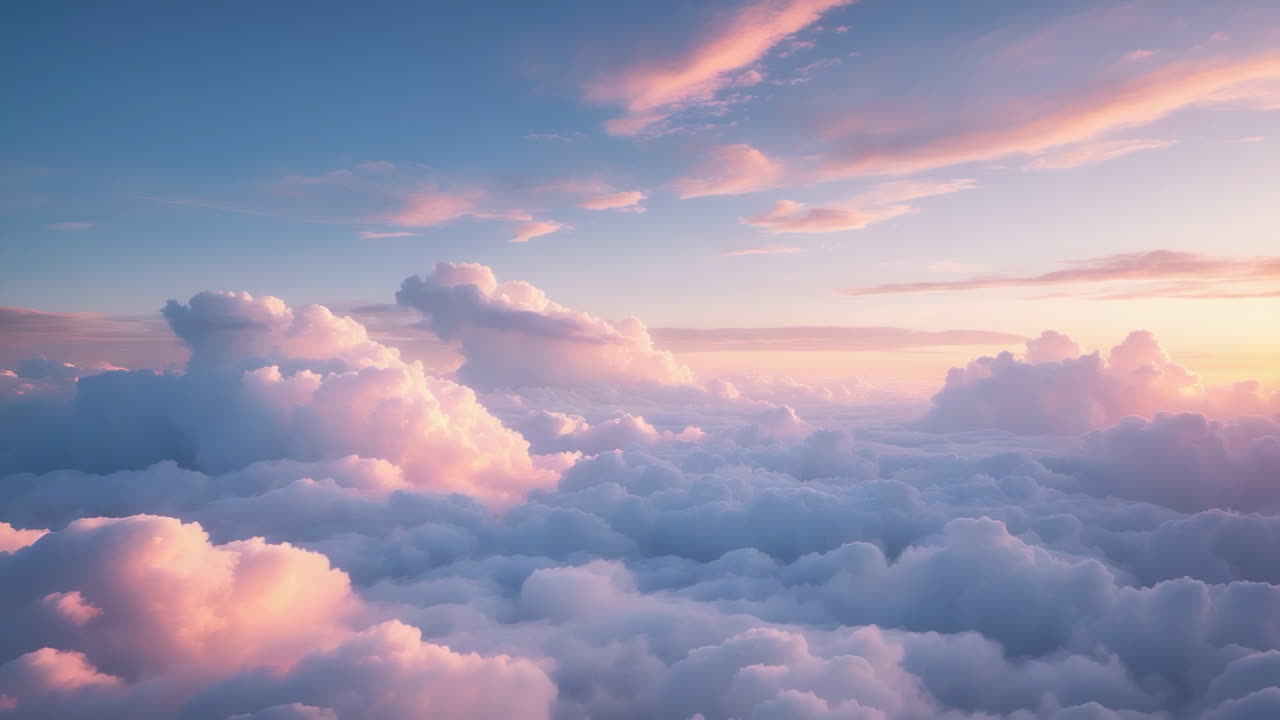 Ethereal Pink and Blue Clouds at Sunset or Sunrise