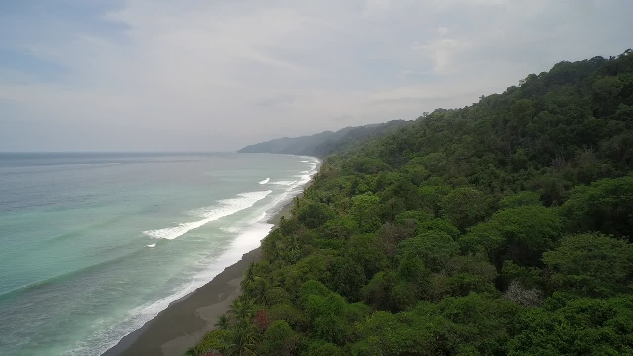 Aerial view Of Puerto Jiménez Coastline In Costa Rica