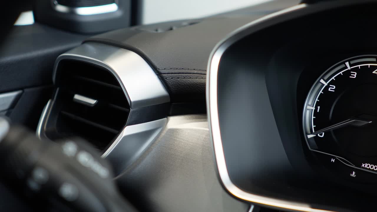 Close up of speedometer in modern car dashboard