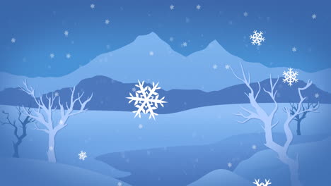 animation of snow falling over winter scenery