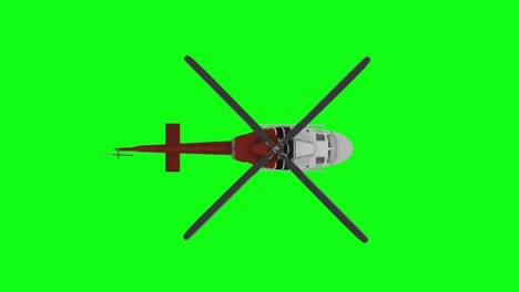 realistic helicopter flying animation. green screen