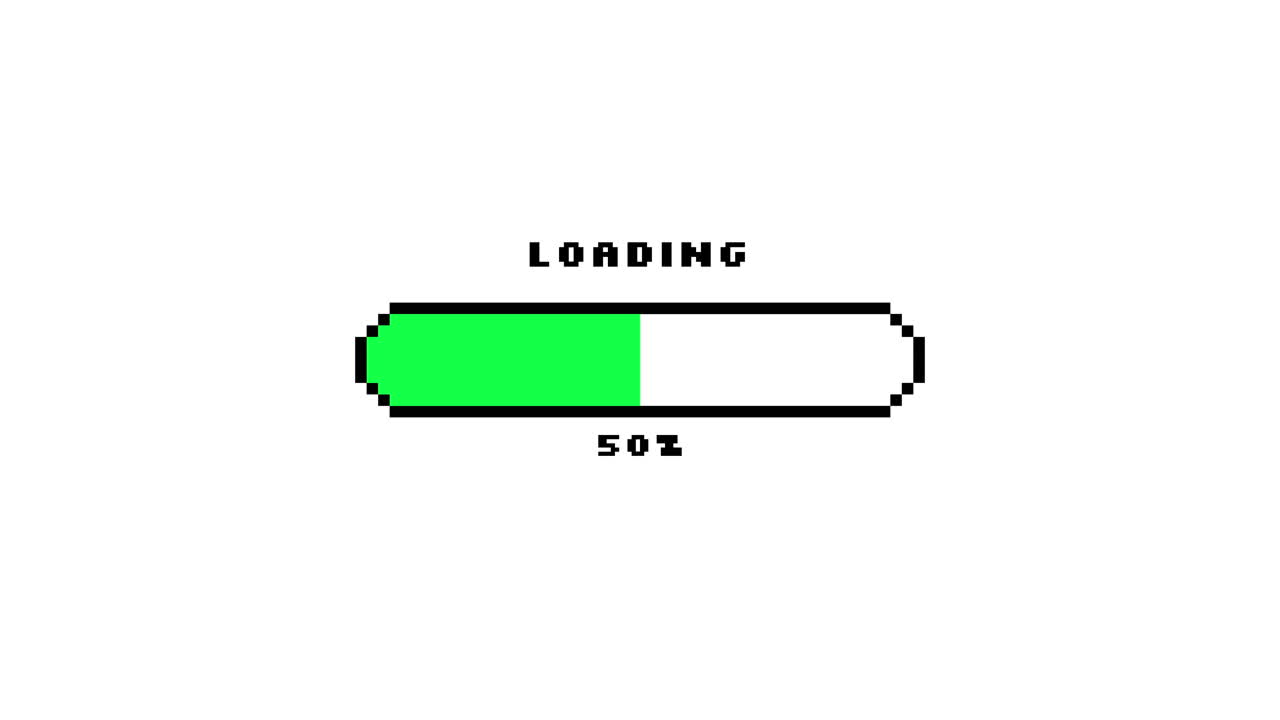 Pixel Art Loading Bar Animation with Percentage Progress