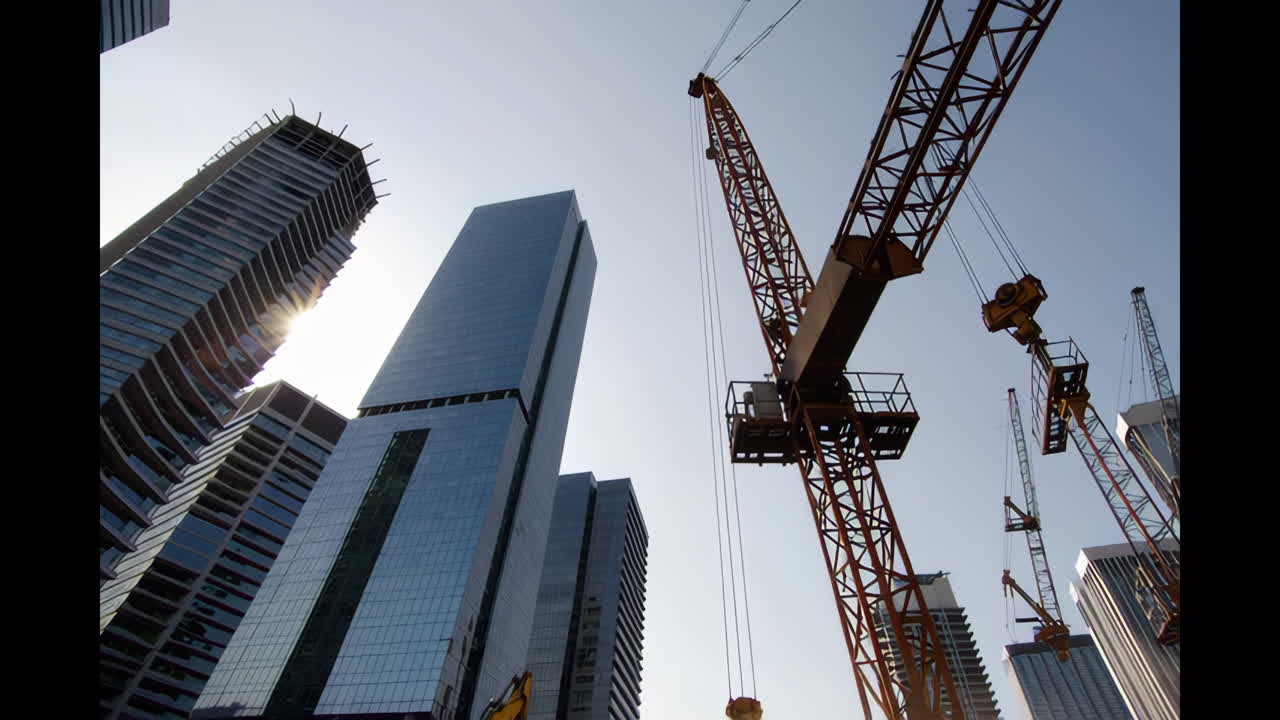 Construction Site with Modern Skyscrapers