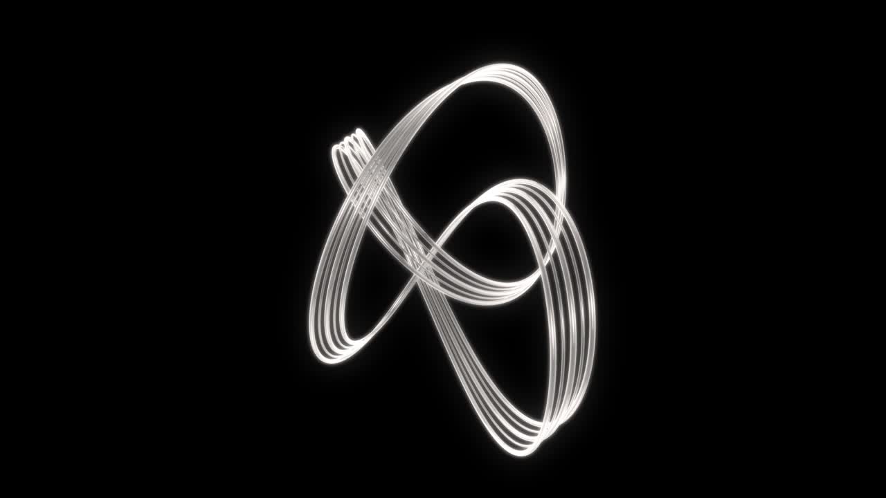 Abstract Geometric Shiny Silver Metal Ribbon Band Curve Rotating - 4K Seamless Loop Motion Background Animation