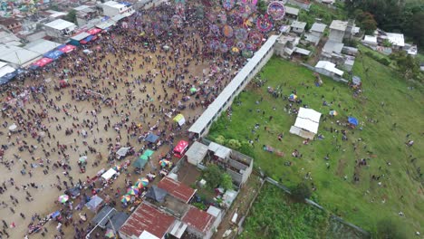 Drone-view-of-Annual-Event-Of-Sumpango-Kite-Festival-at-Guatemala,-aerial