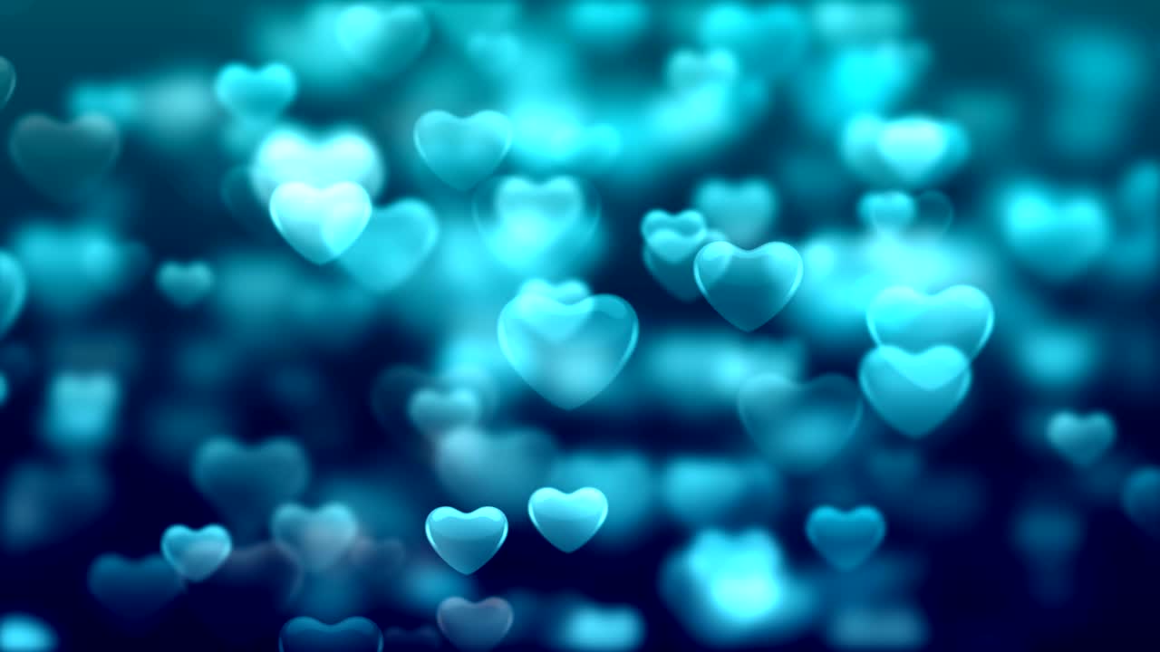 fondo de corazón azul suave de 4k (en bucle) video de stock