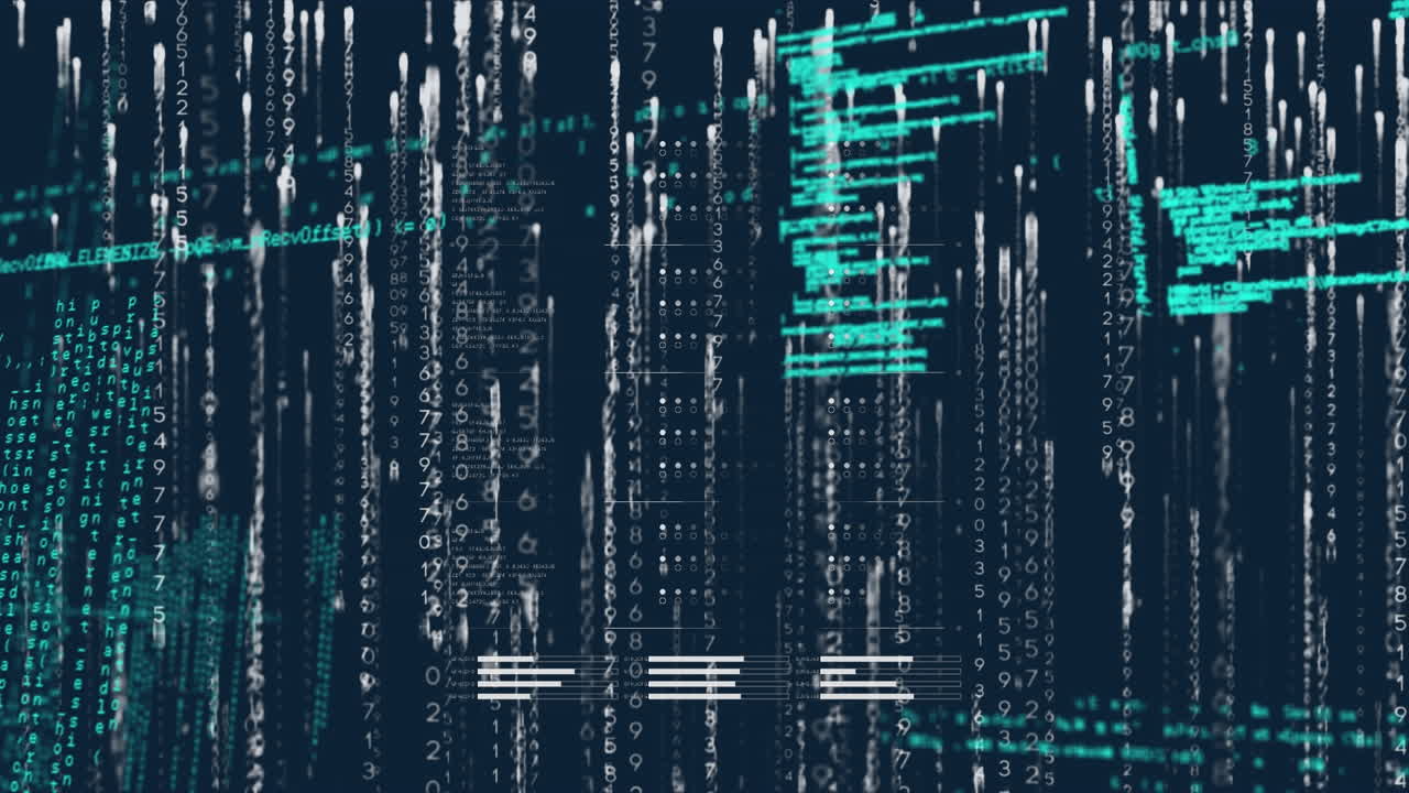 Animation of data processing over navy background