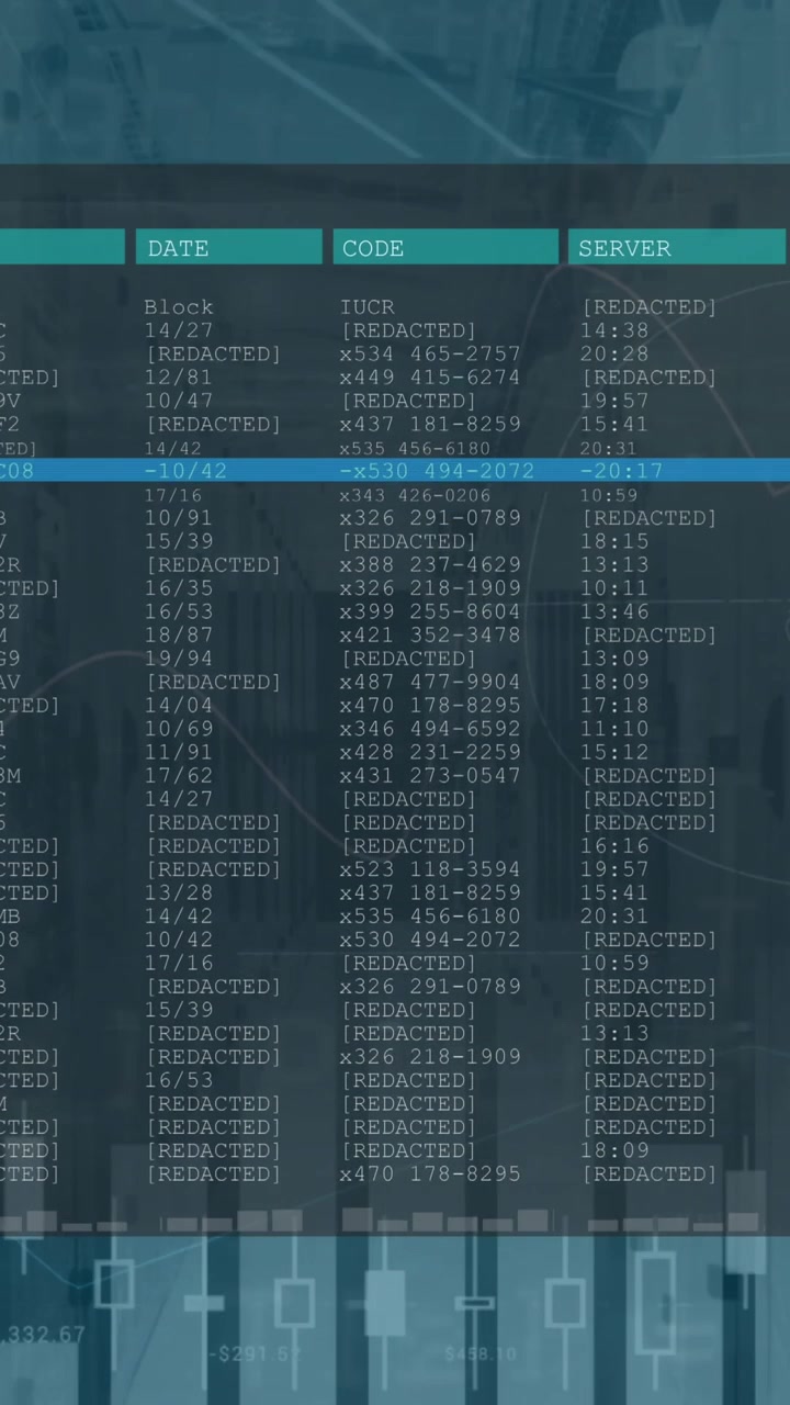 Animation of statistical data processing against empty computer server room