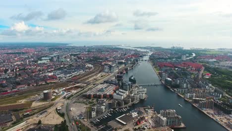 city aerial view over copenhagen