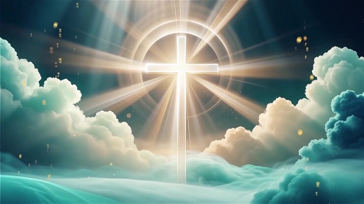 Christian Cross Heavenly Light Worship Background
