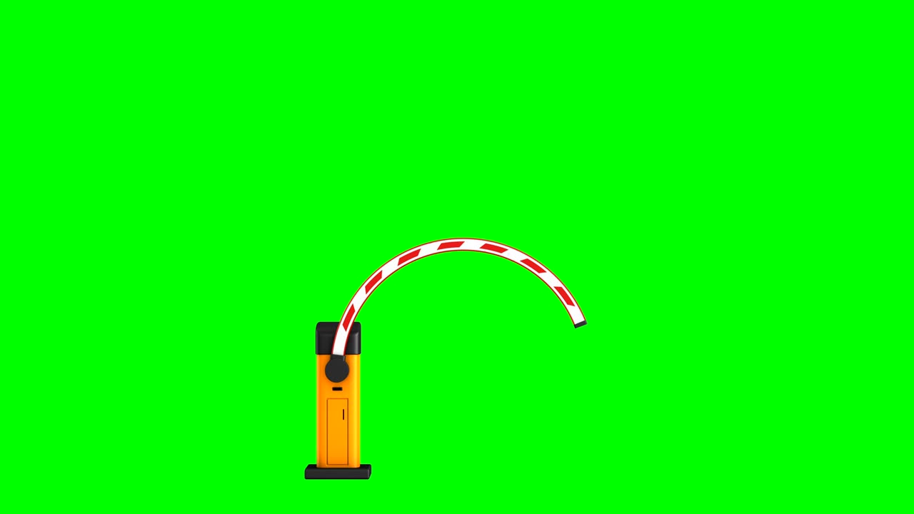 automatic barrier on green background. Isolated 3D render