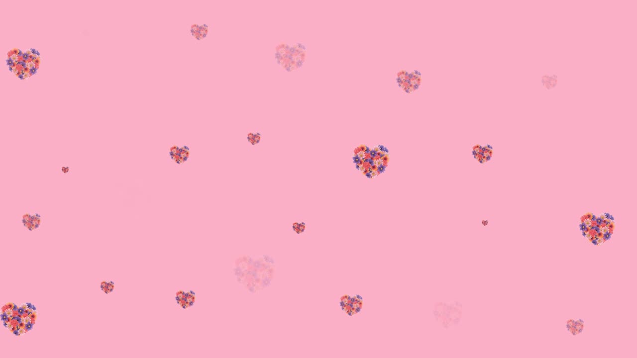 Animazione di fiori che si muovono con movimento ipnotico su sfondo rosa.
