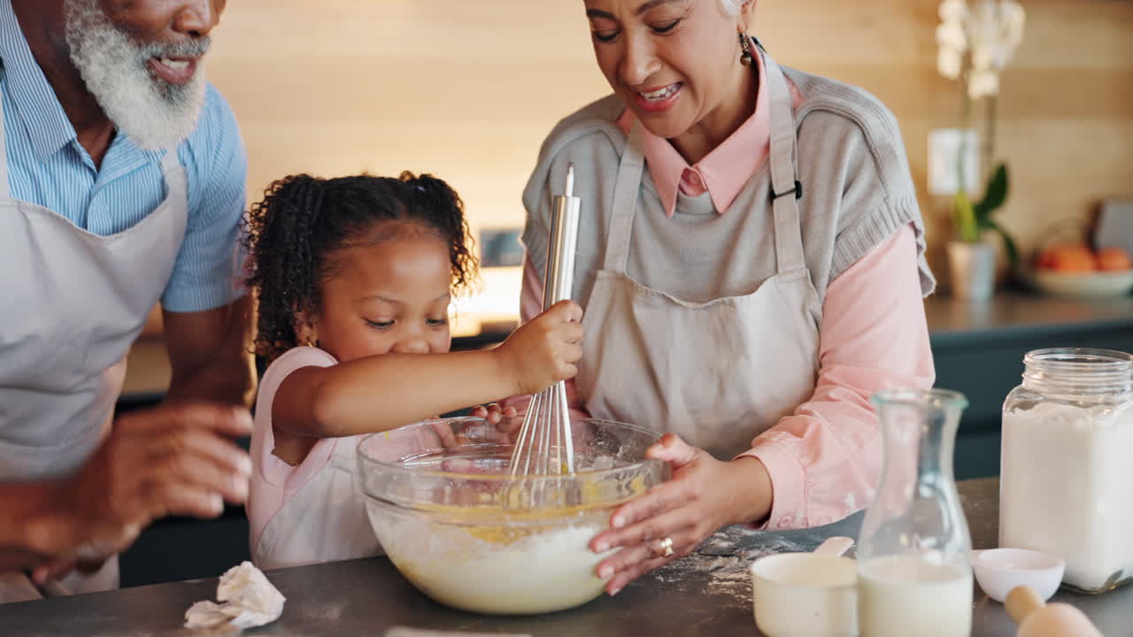 Family baking together in the kitchen
