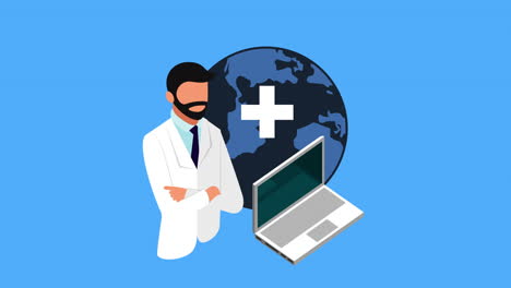 tecnología de telemedicina con portátil y médico