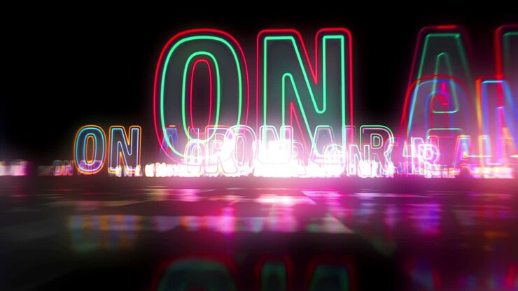 On air radio neon sign abstract loopable hyperspace animation