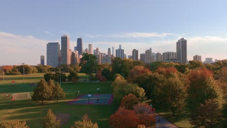 Chicago-Lincoln-Park-Herbst-Basketballplatz-Luftaufnahme