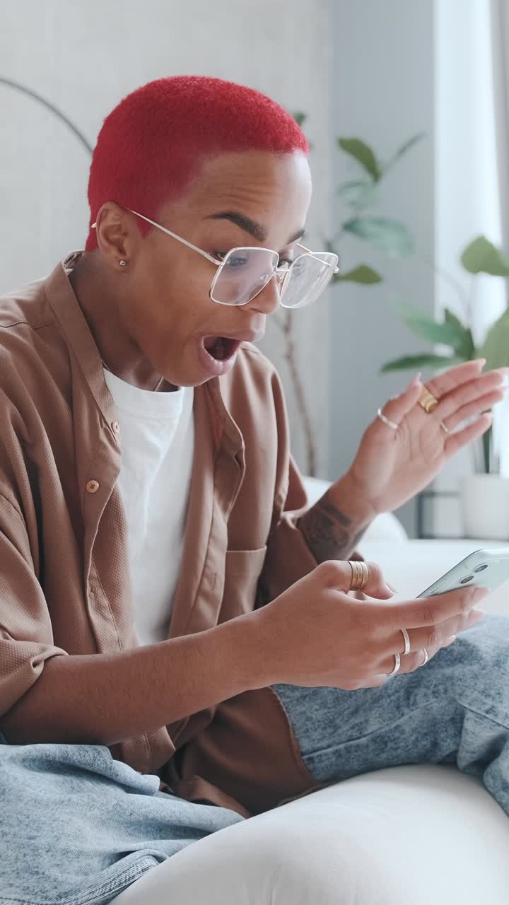 Exciting moment of surprise captured in a cozy urban apartment