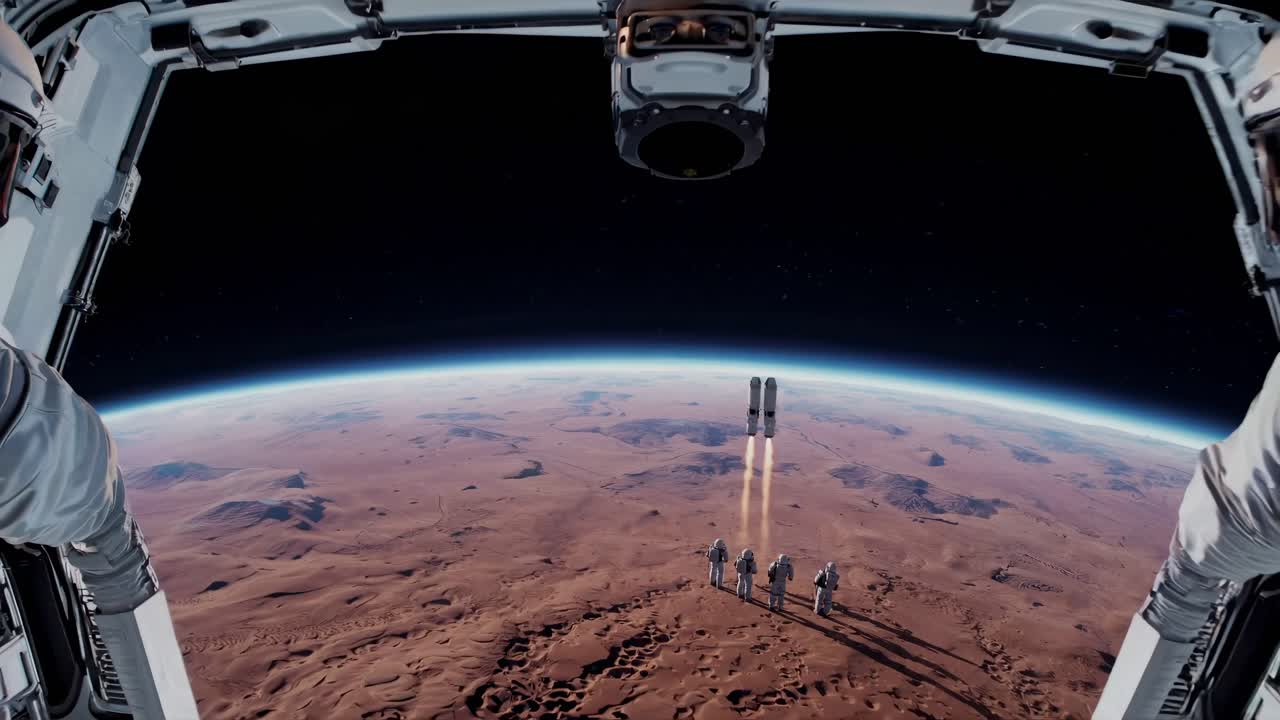 Astronauts Launching Rocket on Mars