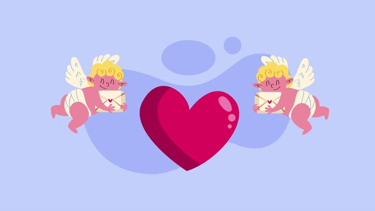 ангелы-купидоны с буквами и сердцем