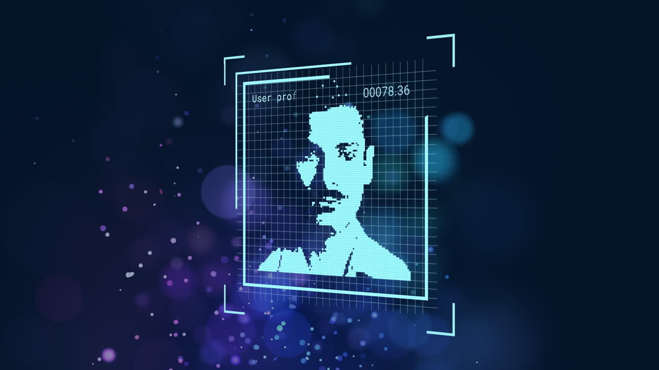 animación de la interfaz digital sobre un fondo oscuro