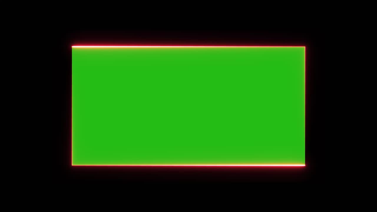 Green screen with neon rectangle border