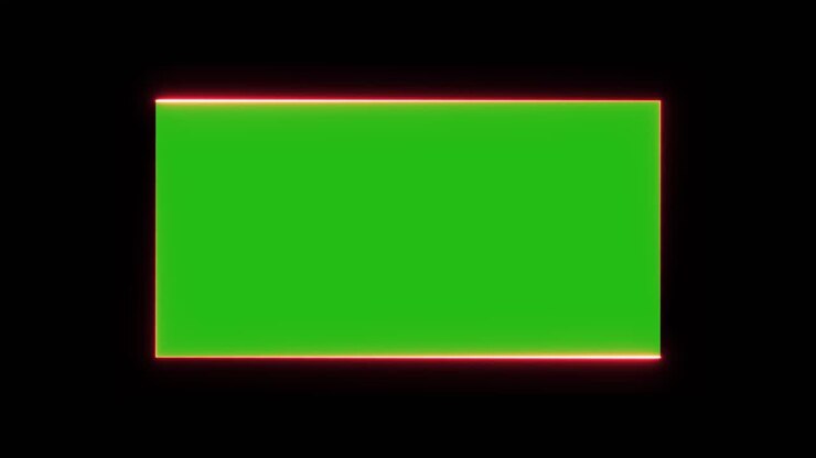 Green screen with neon rectangle border