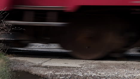 train crossing the railway crossing - wheels view