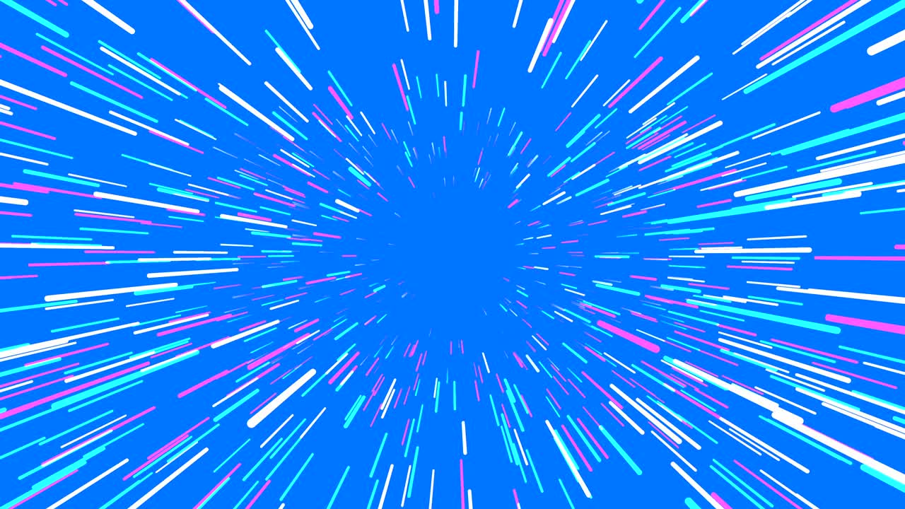 Flying trought hyperspace, abstract animation on blue, seamless loop.