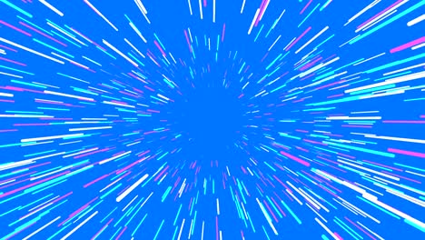 flying trought hyperspace, abstract animation on blue, seamless loop.