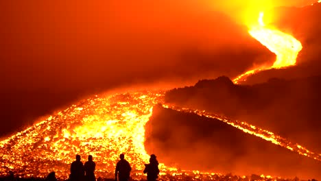 volcan de pacaya with lava flowing